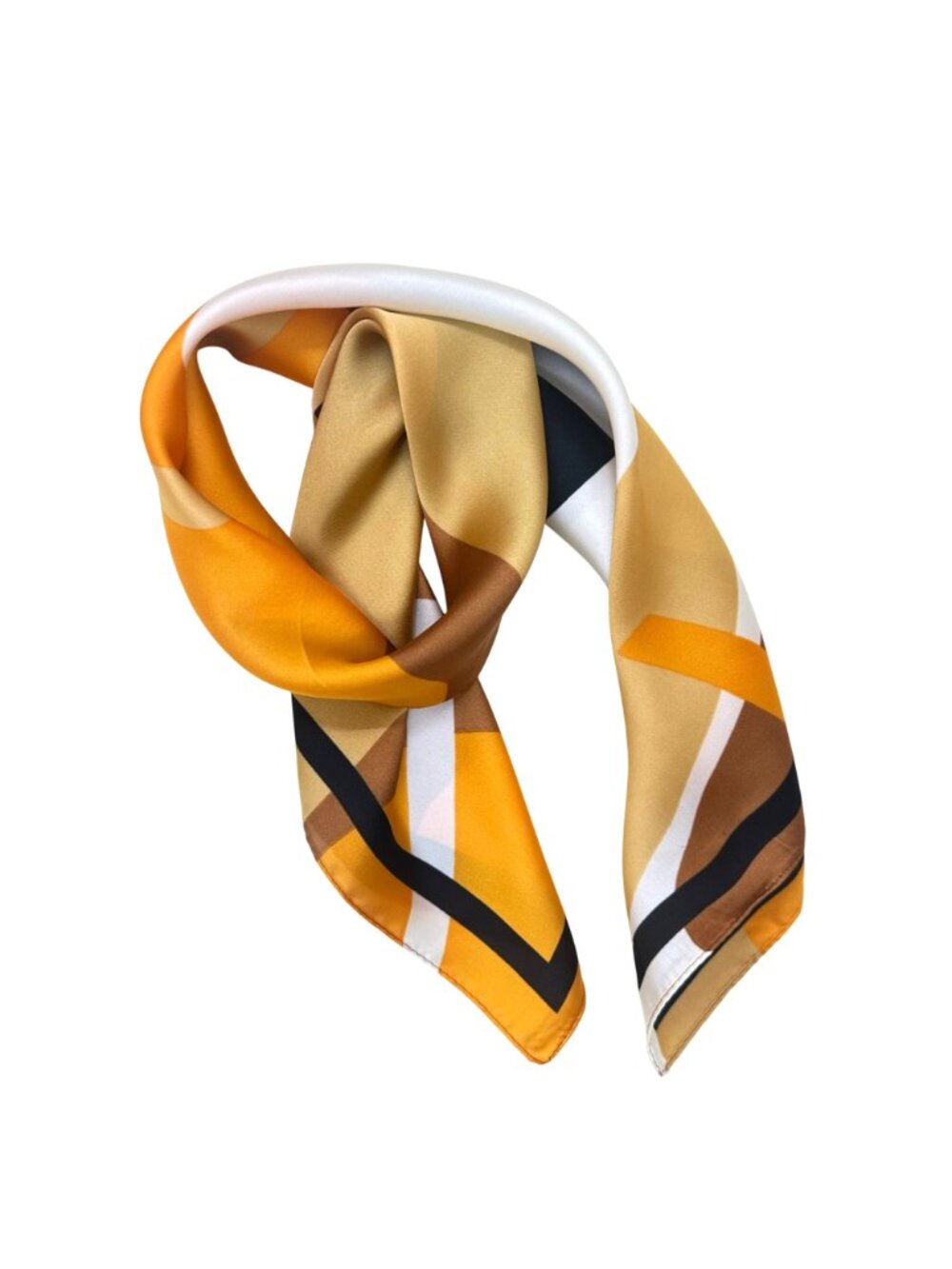 ✨Silky Square Scarf Abstract Geometric Pattern Versatile Stylish Luxury Yellow✨ - Picture 3 of 6